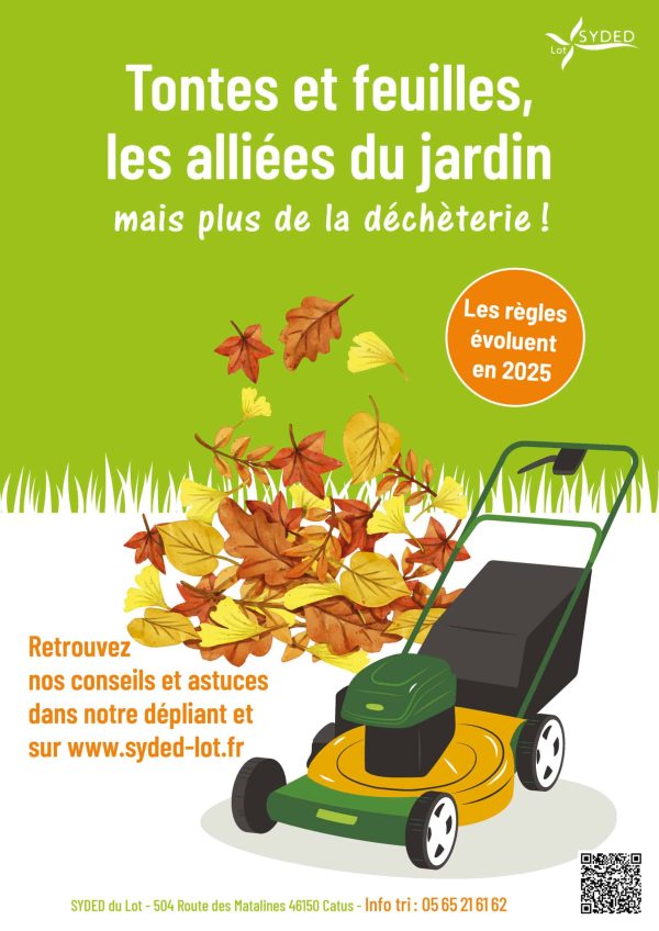 affiche interdiction future des tontes et feuilles mortes en déchèterie